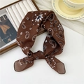 Brown paisley linen-cotton blend square scarf featuring vintage floral print patterns - Brown Floral Leaf Paisley (14 Cotton) / 58*58cm