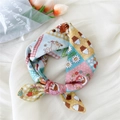 Foulard floral en coton et lin avec motifs de chats et glaces aux couleurs acidulées - 24B Nœud Géométrique Points Colorés