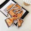 Elegant orange and white printed silk scarf with vintage patterns for women as a necktie - Artistic Symbols Orange Beige