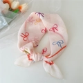 Foulard en coton rose clair avec imprimés nœuds colorés, noué comme une cravate - Sangle Beige