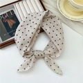 Beige polka dot cotton linen square scarf tied in a bow on a white elegant table - Scattered Polka Dot Beige (23 Cotton) / 58*58cm