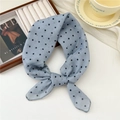 Light blue polka dot cotton linen neck scarf for women with soft breathable texture - Scattered Polka Dot Light Grey (25 Cotton) / 58*58cm