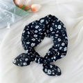 Bandeau à nœud floral noir avec motif de marguerites sur tissu en coton-lin - 25B Grandes Fleurs Noir