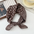 Dark brown floral paisley cotton linen neckerchief with soft breathable texture - Moon Star Paisley Brown (28 Cotton) / 58*58cm