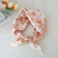 Petit foulard chic en coton et lin à motif Paisley et fleurs blanc et orange - Imprimé Noix De Cajou Orange