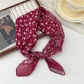 Burgundy cotton linen neckerchief with bohemian floral pattern for summer fashion - Moon Star Paisley Red (32 Cotton) / 58*58cm
