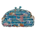 Blaue Flamingo-Abendtasche mit glitzernden Kristallen und prachtvollen Strasssteinen - Blau Seeufer Flamingo