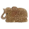 Elegant elephant shaped clutch bag with sparkling champagne crystals for evening gala events - Gold / Gold Rhinestone