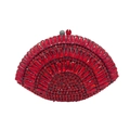 Sparkling red fan-shaped clutch bag with hollow out design and luxury rhinestones - Red