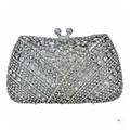 Elegante borsa da sera argentata con cristalli scintillanti e chiusura a doppia sfera - Argento