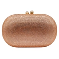 Elegante borsa a mano ovale con strass oro rosa e chiusura a scatto in cristallo - Champagne