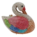 Borsa da sera di lusso a forma di cigno con strass colorati e chiusura in metallo - Oro Multicolore