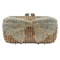 Bolso de fiesta dorado con pedrería AB y lazo grande decorativo para bodas - Dorado AB