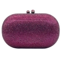 Elegant magenta rhinestone clutch bag with crystal pavé and dual spherical metal clasps - Purple