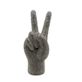 Macro shot of silver rhinestone victory hand gesture clutch with sparkling crystal finish - Silver