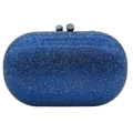 Royal blue crystal evening clutch bag with sparkling rhinestones and ball clasp - Dark Blue