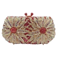 Dettaglio della borsa da sera di lusso con motivi floreali traforati e strass scintillanti - Rosa Multicolore