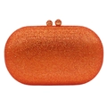 Orange rhinestone evening clutch bag with crystal embellishments and gold clasp - Orange