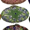 Detail of evening clutch bag with sparkling green and blue rhinestone leaf pattern - Silver Multicolor