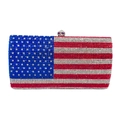 Sparkling American flag rhinestone evening clutch bag with crystal-studded metal clasp - 19*10.5*5.5cm / US Flag Pattern