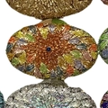 Detailed stack of rhinestone clutch bags with floral crystal inlay and gemstone accents - Gold Multicolor
