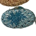 Macro detail of leaf pattern rhinestone evening clutch bag with crystal embellishments - Light Blue