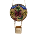Pochette de luxe en forme de montgolfière avec strass colorés et motifs de papillons - Montgolfière Papillon