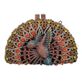 Elegante borsa da sera a forma di uccello con strass colorati e telaio dorato - Multicolore Arancione Giallo