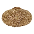 Golden shell-shaped evening clutch bag with crystal leaf patterns and rhinestones - Gold / Gold Rhinestone
