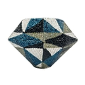 Makroaufnahme der geometrischen Diamanten-Clutch mit blauen und schwarzen Strasssteinen - Irisierendes Schwarz