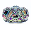 Dettaglio della borsa clutch di lusso con strass in cristallo e cornice metallica fine - Argento AB