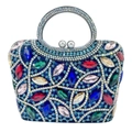 Elegant clutch with multi-color rhinestones and marquis gems for formal evening events - Royal Blue Multi