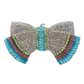Sparkling crystal bow clutch bag with multi-colored rhinestones for evening parties - Gold Multicolor
