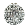 Elegante borsa da sera sferica in argento con cristalli e strass traforati di lusso - Sfera di Cristallo / Argento