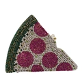 Pizza slice evening clutch bag with sparkling multi-color crystals and gold clasp - Blueberry Pizza