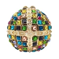 Borsa a mano sferica dorata con cristalli colorati e motivi di strass traforati - Sfera di Cristallo / Oro Multicolore