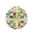 Borsa da sera sferica con montatura in metallo dorato e strass colorati in vista principale - Sfera di Cristallo / Oro Multicolore