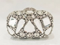 Silver luxury evening clutch bag encrusted with sparkling crystals and large diamonds - Silver