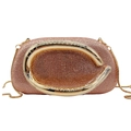 Rosa Strass-Clutch Abendtasche mit rundem Goldgriff und abnehmbarem Kettenriemen für Damen - Champagner