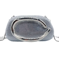 Funkelnde silberne Abendtasche mit Strasssteinen, Metallgriff und Schulterkette - Silber