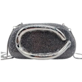 Elegante silberne Abendtasche mit Strasssteinen und ovalem Metallgriff für Damen - Grau