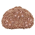 Elegante borsa da sera oro rosa con strass rosa brillanti e motivi floreali a gemma - Champagne