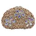 Pochette da sera dorata con fiori di strass iridescenti su struttura in metallo rigido - Oro AB