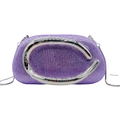 Sparkling purple diamond evening clutch bag with elegant silver C-shaped metal handle - Violet