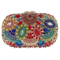 Exquisite Clutch-Tasche mit bunten floralen Strasssteinen und goldenem Metallrahmen - Gold Bunt