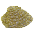 Dettaglio macro della clutch a forma di conchiglia con strass di cristallo gialli e bianchi - Giallo