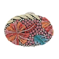 Detailed close-up of oval clutch bag featuring colorful floral rhinestone embroidery - Black Red Multi