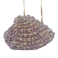 Dettaglio della borsa a conchiglia con strass viola e catena metallica dorata - Violetto