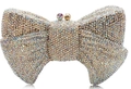 Funkelnde Schleifen-Clutch mit schillernden Strasssteinen und Kugelverschluss - Gold AB