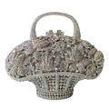 Luxury flower basket evening clutch bag with sparkling silver rhinestones and crystals - Holographic Silver